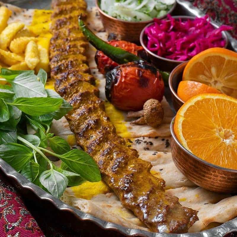 kubideh kebab with sangak bread